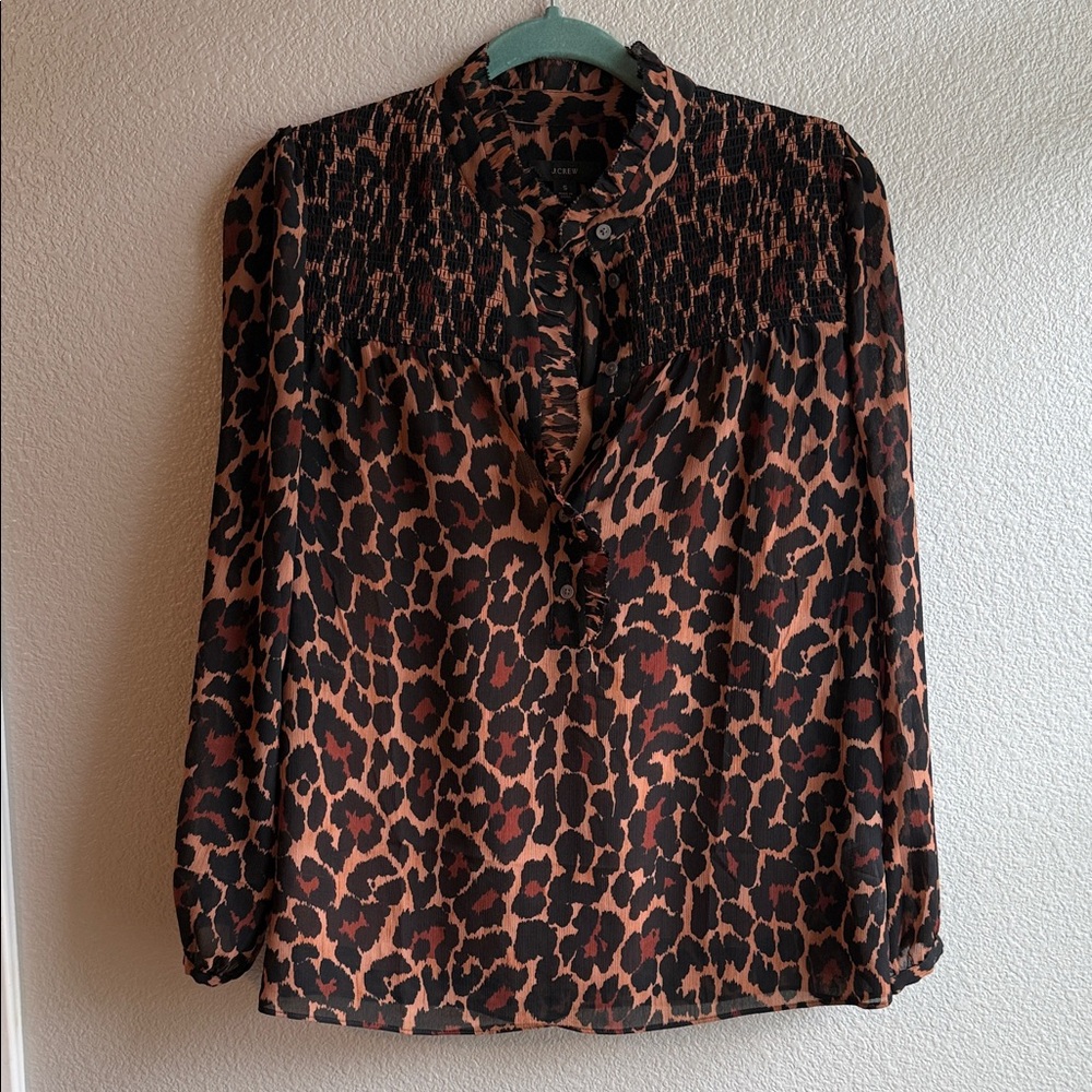 J. Crew Brown Leopard Print Blouse